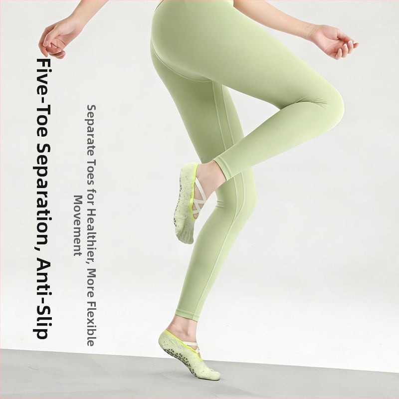 Петопръстни чорапи за йога, антихлъзгаща повърхност, разделяне на пръстите, дишащ памук, абсорбиращи потта, полка-точков 3D модел