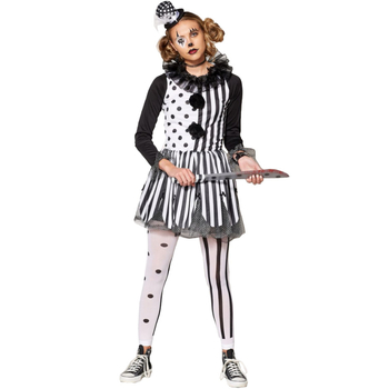 M-XL Halloween kostim klauna s crno-bijelim prugama, cosplay