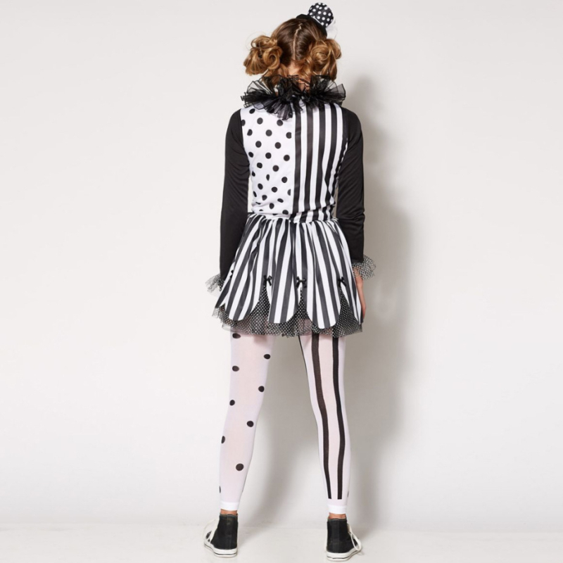 M-XL Halloween kostim klauna s crno-bijelim prugama, cosplay