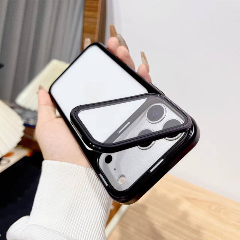 Carcasă iPhone cu husă dură și suport încorporat, policarbonat, disipare a căldurii, protecție împotriva căderilor; compatibilă cu iPhone 12-17 Pro/Max