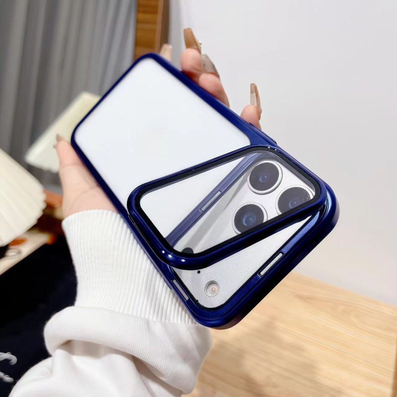 Carcasă iPhone cu husă dură și suport încorporat, policarbonat, disipare a căldurii, protecție împotriva căderilor; compatibilă cu iPhone 12-17 Pro/Max