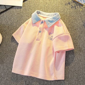 Dječja polo majica u korejskom stilu, pamuk s izveznim motivima, ljetna odjeća za djecu 3–8 godina (uzorci: životinje, crtani likovi, slova)