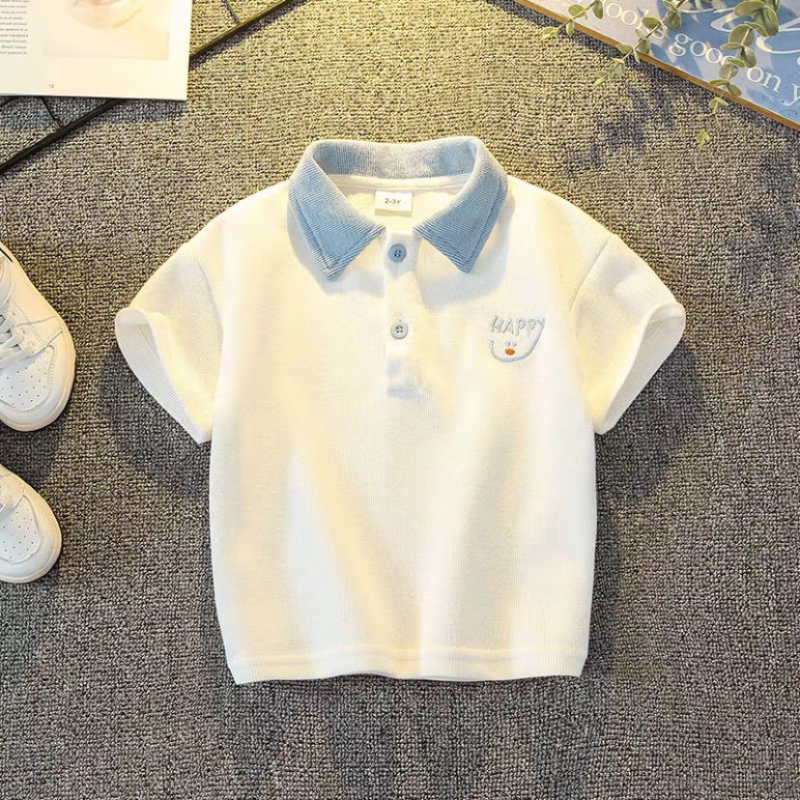 Dječja polo majica u korejskom stilu, pamuk s izveznim motivima, ljetna odjeća za djecu 3–8 godina (uzorci: životinje, crtani likovi, slova)