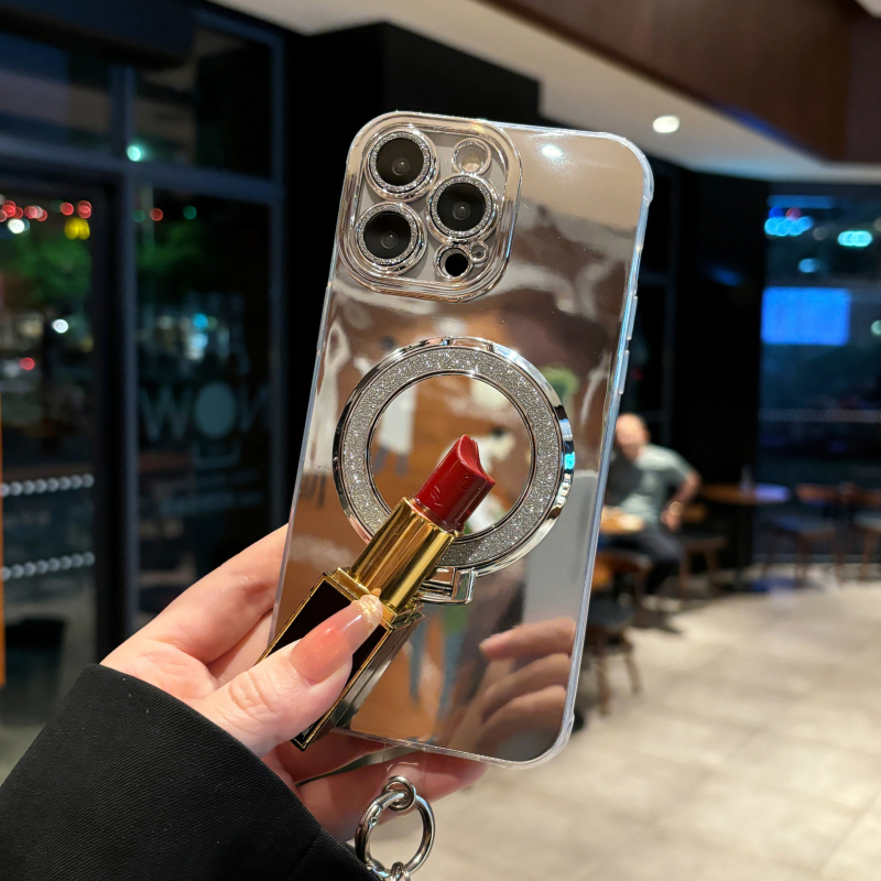 oglindă de machiaj pentru husă iPhone — TPU material, finisaj electroplacat, anti-cadere, suport pentru personalizare, compatibil cu seria iPhone 11/12/13/14
