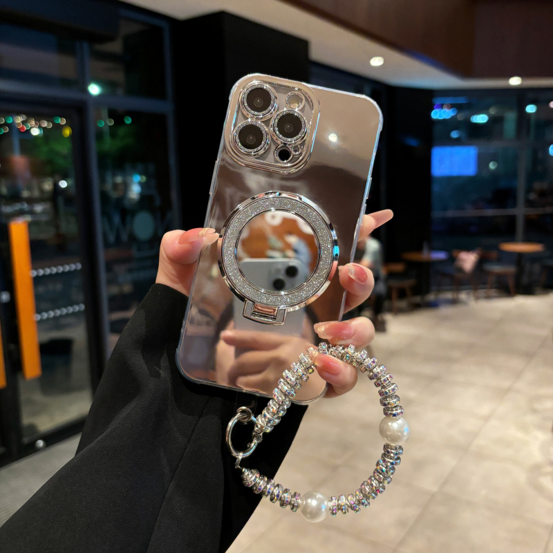 oglindă de machiaj pentru husă iPhone — TPU material, finisaj electroplacat, anti-cadere, suport pentru personalizare, compatibil cu seria iPhone 11/12/13/14