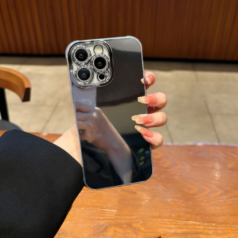 oglindă de machiaj pentru husă iPhone — TPU material, finisaj electroplacat, anti-cadere, suport pentru personalizare, compatibil cu seria iPhone 11/12/13/14