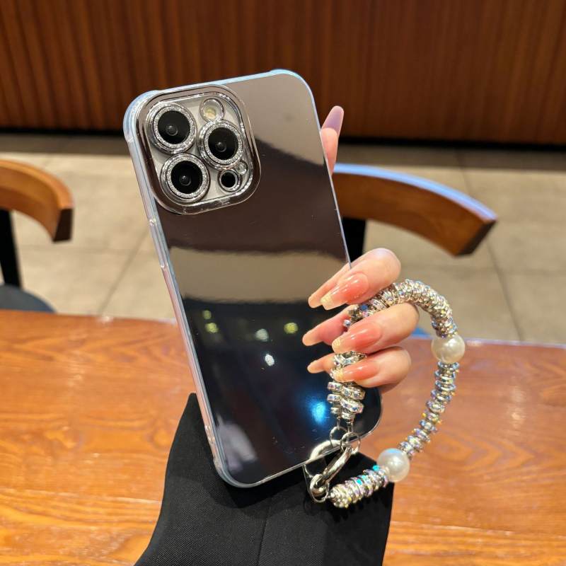 oglindă de machiaj pentru husă iPhone — TPU material, finisaj electroplacat, anti-cadere, suport pentru personalizare, compatibil cu seria iPhone 11/12/13/14