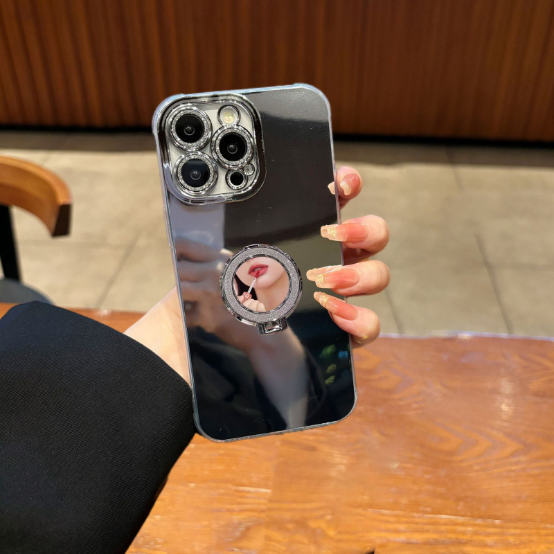 oglindă de machiaj pentru husă iPhone — TPU material, finisaj electroplacat, anti-cadere, suport pentru personalizare, compatibil cu seria iPhone 11/12/13/14