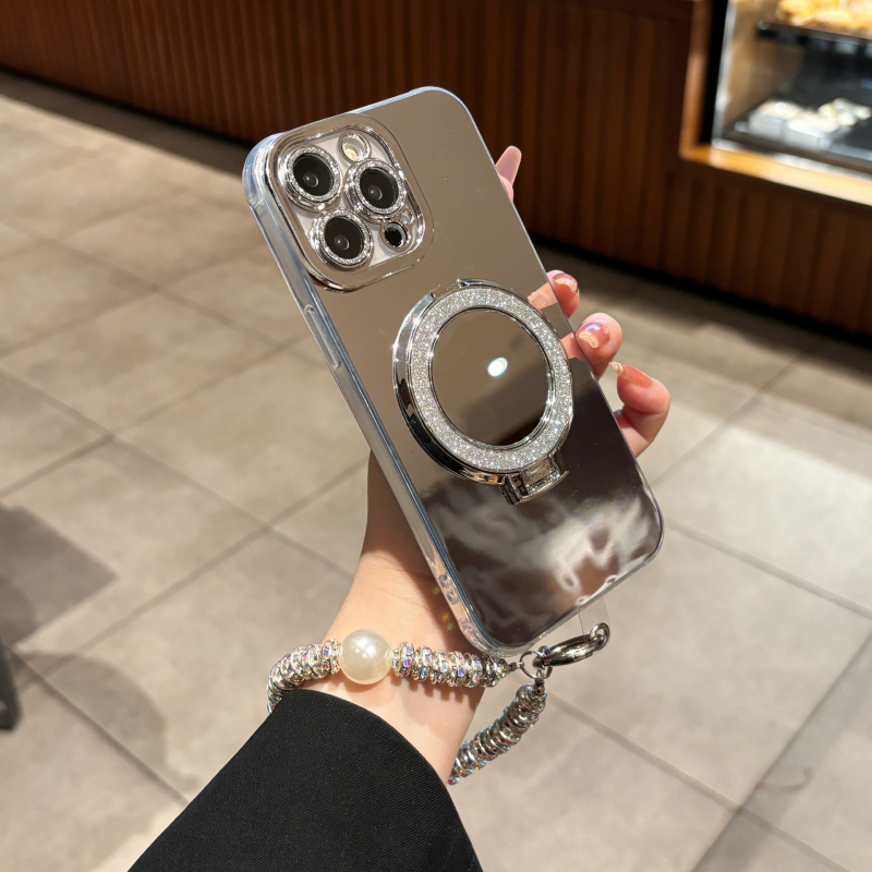 oglindă de machiaj pentru husă iPhone — TPU material, finisaj electroplacat, anti-cadere, suport pentru personalizare, compatibil cu seria iPhone 11/12/13/14