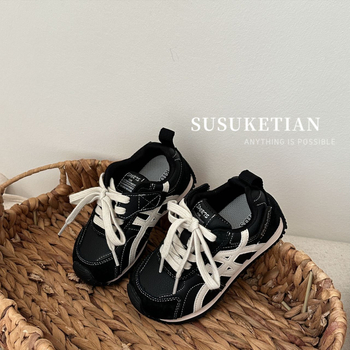 Dječje udobne tenisice za trčanje s Velcro zatvaračem, gornji dio od prave kože, gumena potplata, mrežasta podstava, jesenski model, za djecu 4-12 godina