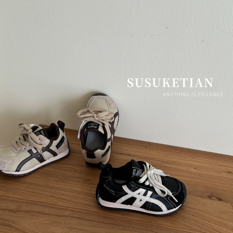 Dječje udobne tenisice za trčanje s Velcro zatvaračem, gornji dio od prave kože, gumena potplata, mrežasta podstava, jesenski model, za djecu 4-12 godina