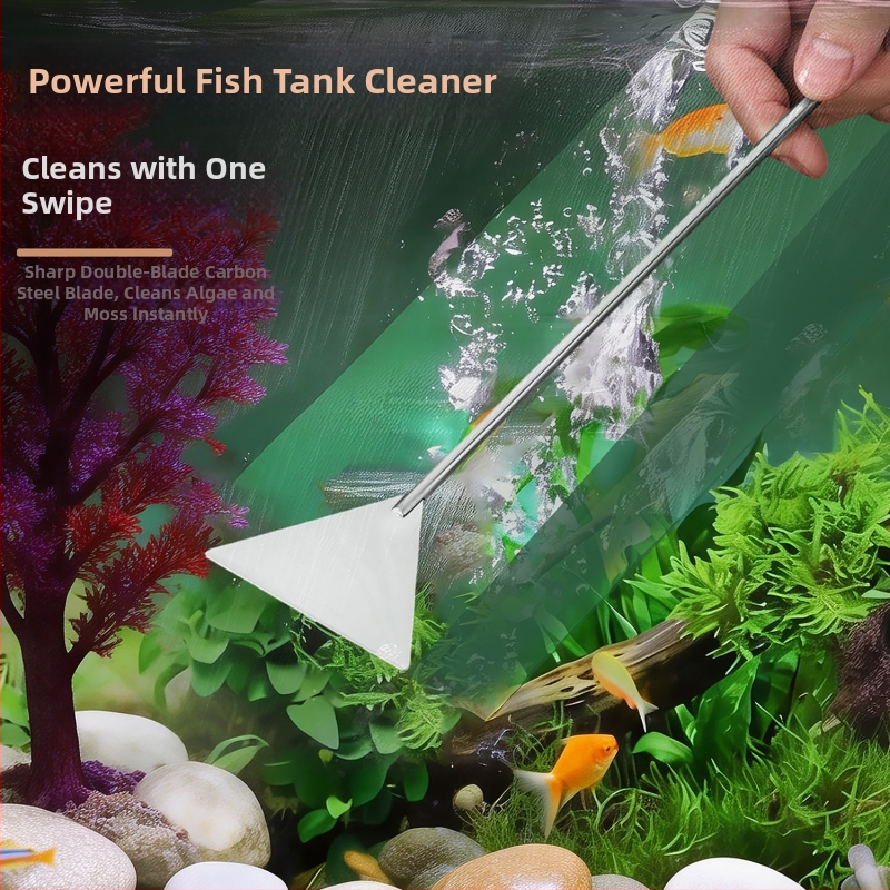 Päťdielny set nástrojov pre akvárium z nehrdzavejúcej ocele: nožnice na rastliny, pevná svorka, plochý škrabka na piesok a škrabka na rasy — model 00-263