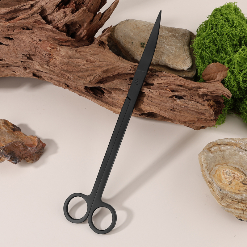 Öt részes rozsdamentes acél akvárium eszköz készlet: növényolló, erős szorító, sík homokkaparó és algakaparó — modell 00-263