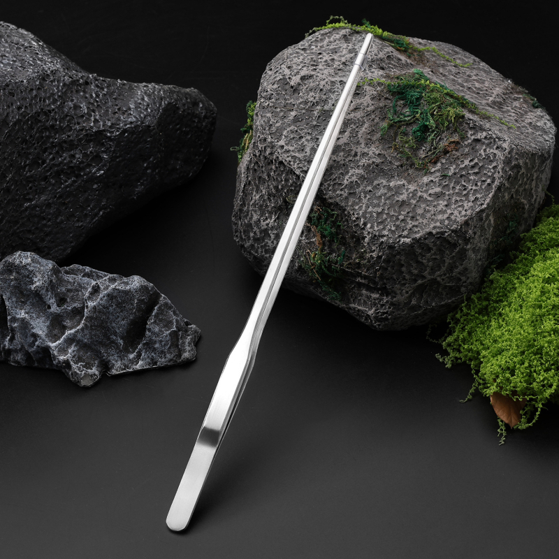 Öt részes rozsdamentes acél akvárium eszköz készlet: növényolló, erős szorító, sík homokkaparó és algakaparó — modell 00-263