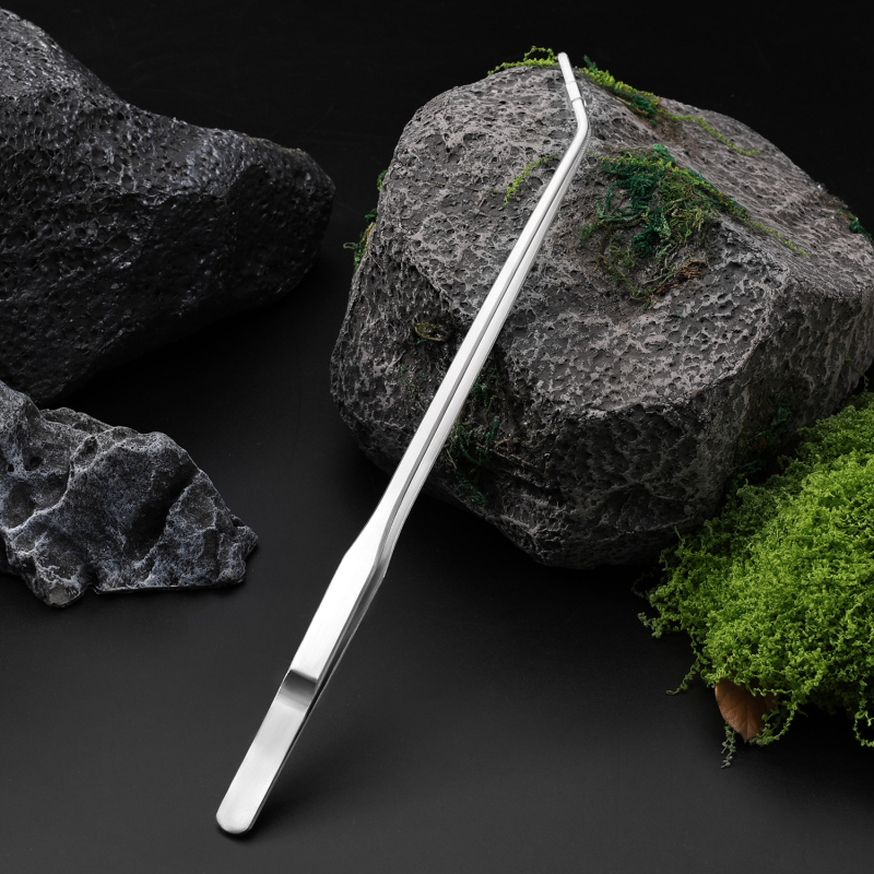 Öt részes rozsdamentes acél akvárium eszköz készlet: növényolló, erős szorító, sík homokkaparó és algakaparó — modell 00-263