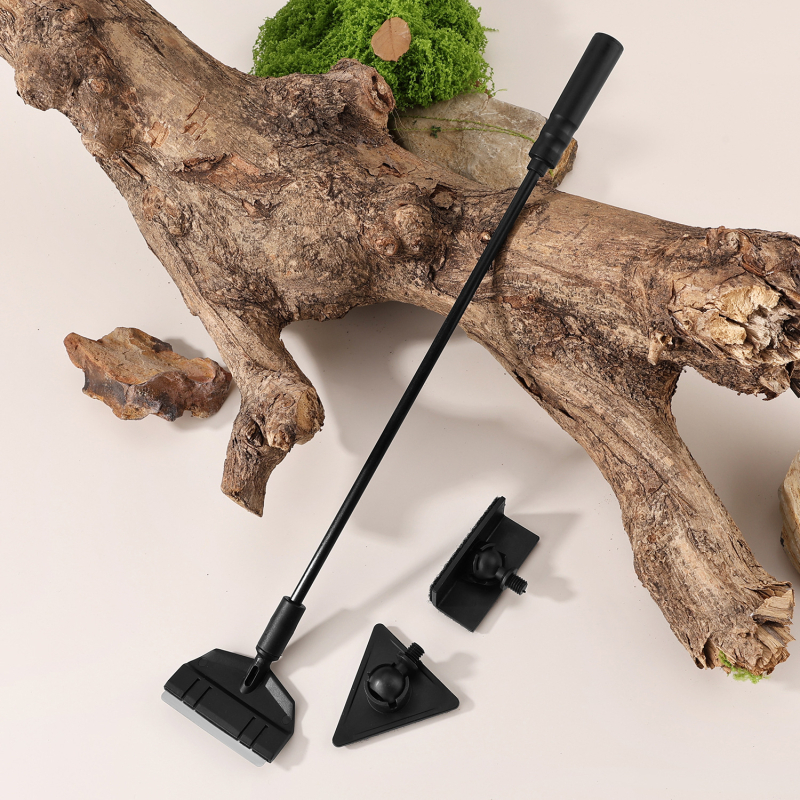 Öt részes rozsdamentes acél akvárium eszköz készlet: növényolló, erős szorító, sík homokkaparó és algakaparó — modell 00-263