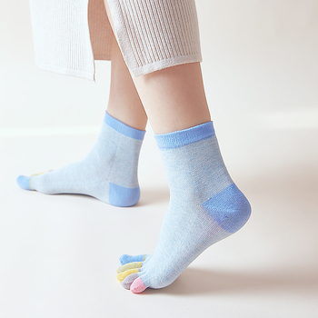 Ženske čarape s odvojenim prstima od pamuka | upijaju znoj, prozračne, jednobojne, srednja duljina