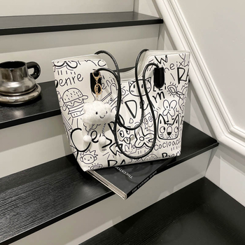 Tote torba s urbanim jednostavnim stilom, PU materijal, vodoravni kvadratni oblik, zatvarač, podstava od poliestera