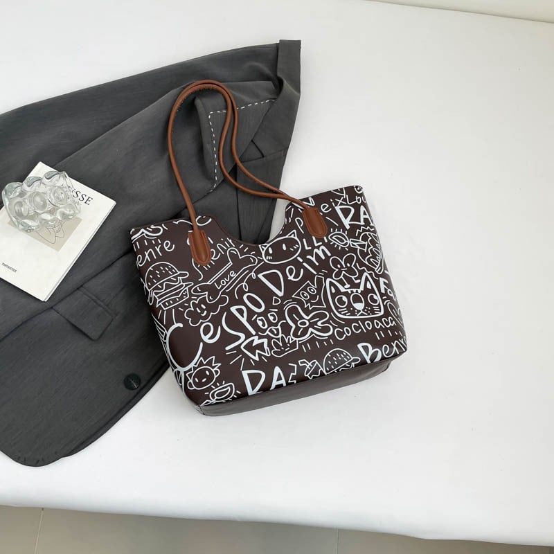 Tote torba s urbanim jednostavnim stilom, PU materijal, vodoravni kvadratni oblik, zatvarač, podstava od poliestera