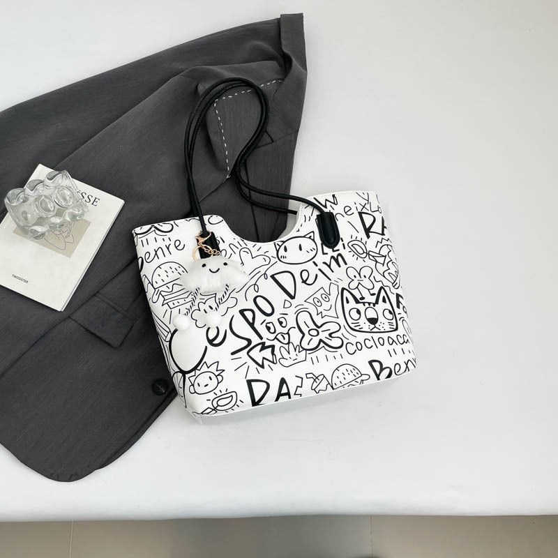 Tote torba s urbanim jednostavnim stilom, PU materijal, vodoravni kvadratni oblik, zatvarač, podstava od poliestera