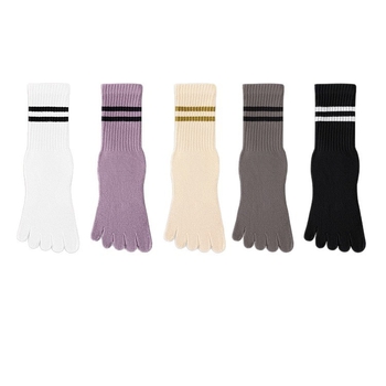 Йога чорапи с пет пръсти, противоскользящи, антибактериални, попиващи пот, 95% памук