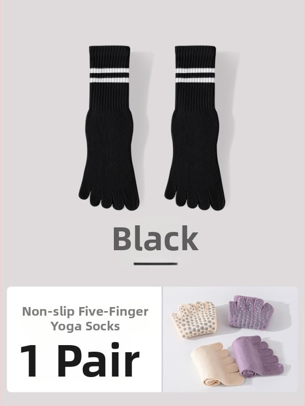 Йога чорапи с пет пръсти, противоскользящи, антибактериални, попиващи пот, 95% памук