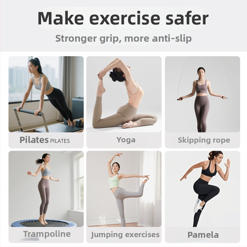 Йога чорапи с пет пръсти, противоскользящи, антибактериални, попиващи пот, 95% памук