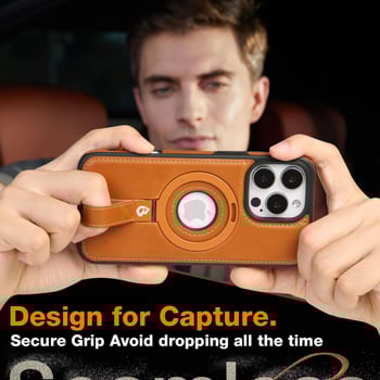 Carcasă pentru iPhone Apple cu suport magnetic (design dual; textură de piele; prelucrare CNC + turnare prin injecție; nituri; personalizare disponibilă)