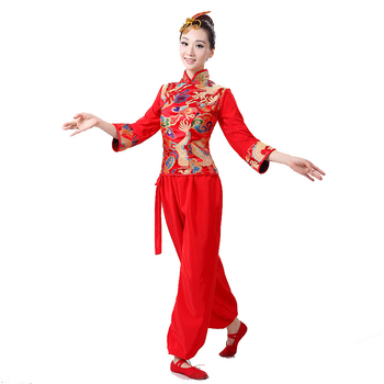Yangko plesni kostim za scensko izvedbo, odrasle žene; Materijal: Cotton Blend; Glavni materijal: Polyester; Podstava: Polyester; Dodatni materijal: Polyethylene Fiber; Prikladno za sve sezone