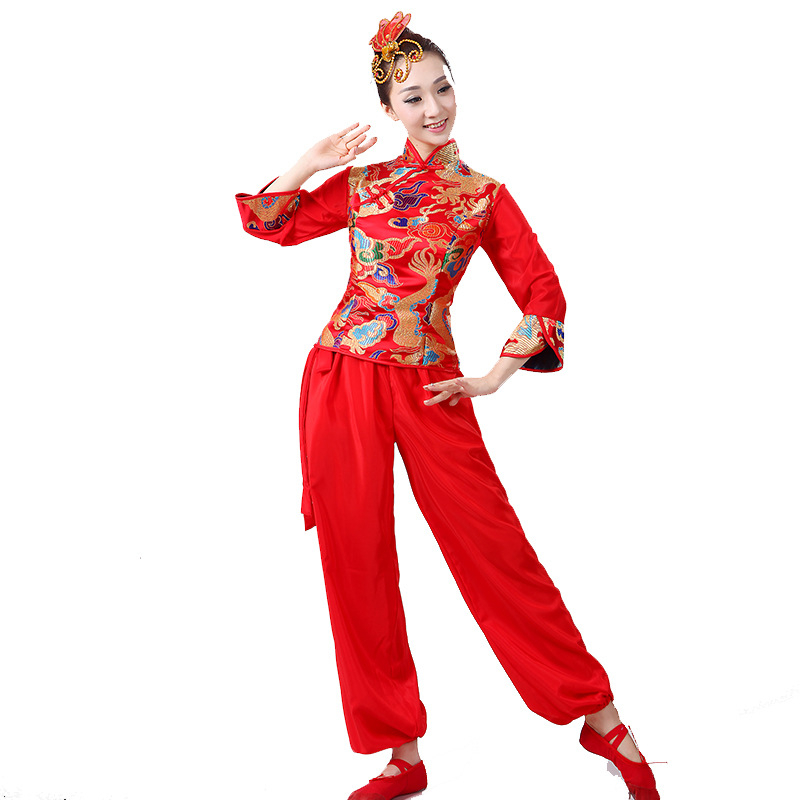 Yangko plesni kostim za scensko izvedbo, odrasle žene; Materijal: Cotton Blend; Glavni materijal: Polyester; Podstava: Polyester; Dodatni materijal: Polyethylene Fiber; Prikladno za sve sezone