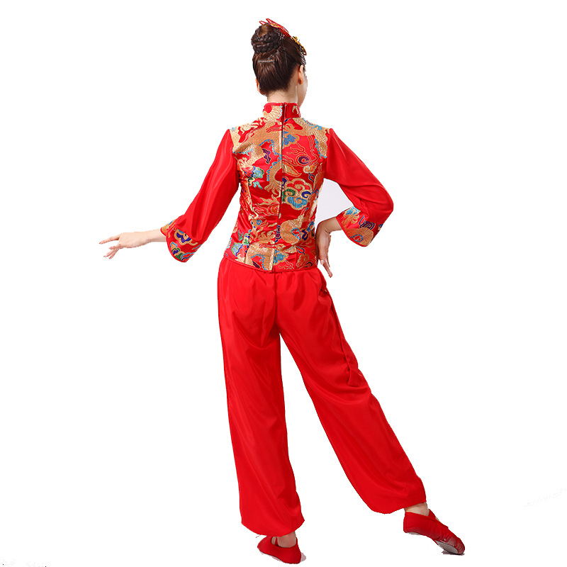 Yangko plesni kostim za scensko izvedbo, odrasle žene; Materijal: Cotton Blend; Glavni materijal: Polyester; Podstava: Polyester; Dodatni materijal: Polyethylene Fiber; Prikladno za sve sezone