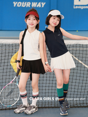 Παιδικό πόλο για κορίτσια – χωρίς μανίκια, slim fit, βαμβακερό, αναπνεόμενο, Καλοκαίρι 2025, CLARA GIRLS