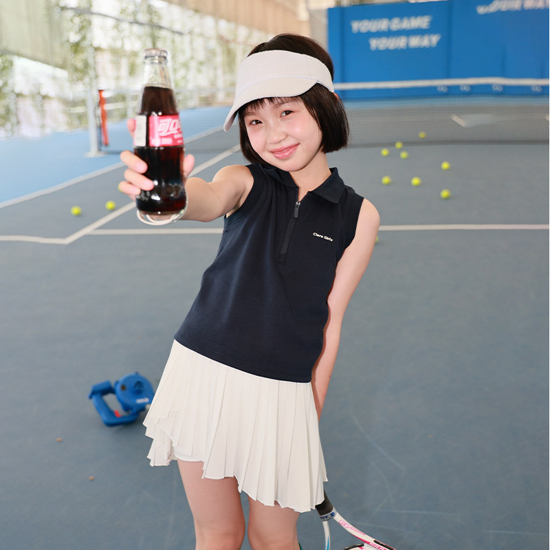 Παιδικό πόλο για κορίτσια – χωρίς μανίκια, slim fit, βαμβακερό, αναπνεόμενο, Καλοκαίρι 2025, CLARA GIRLS