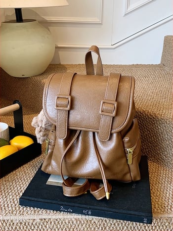 Ženski ruksak u casual retro stilu, velika zapremina, PU materijal, zatvoren otvaranje, jesen 2025