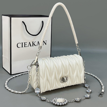 Дамска чанта от полиестер, квадратна форма, хоризонтален стил, закопчаване с щракване, вътрешен джоб с цип