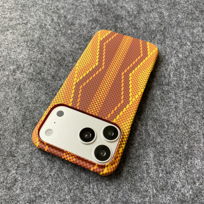 Калъф за телефон с Kevlar текстура и карбонова повърхност, матово покритие — PC материал, удароустойчив, антипръстови отпечатъци, поддръжка за персонализиране, съвместим с iPhone 11–17 серия