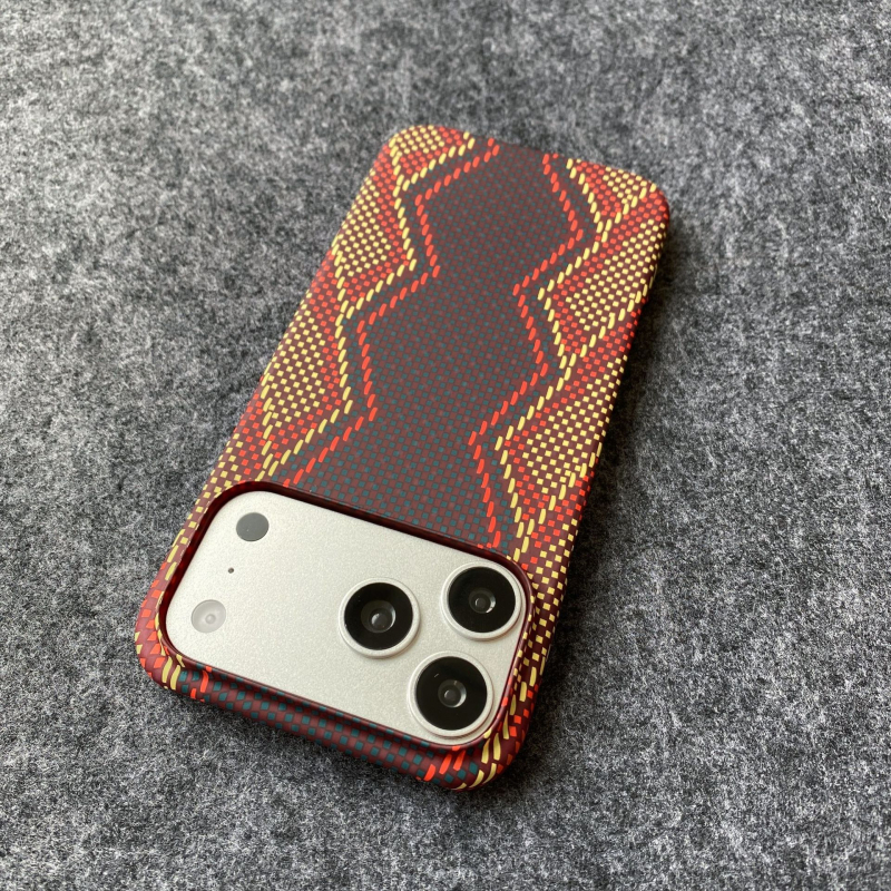 Калъф за телефон с Kevlar текстура и карбонова повърхност, матово покритие — PC материал, удароустойчив, антипръстови отпечатъци, поддръжка за персонализиране, съвместим с iPhone 11–17 серия