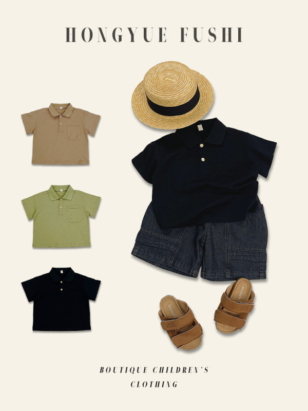 Polo majica za dječake - kratki rukavi, 100% pamuk, ovratnik s preklopom, korejski stil, ljeto, za djecu 3–8 godina