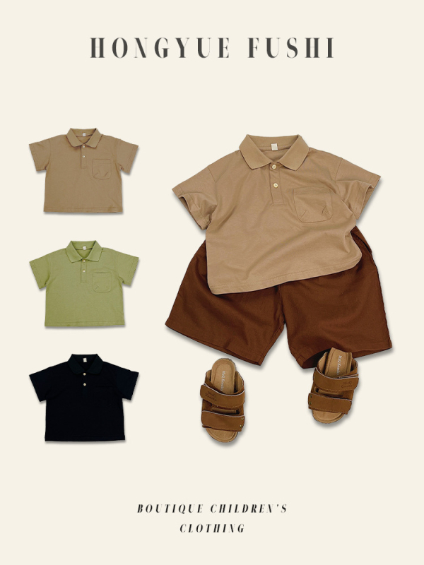 Polo majica za dječake - kratki rukavi, 100% pamuk, ovratnik s preklopom, korejski stil, ljeto, za djecu 3–8 godina