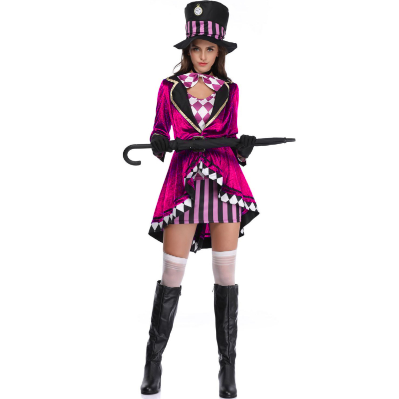 Kostim Alice Čarobnica za izvedbu, Halloween cosplay, Cirkuški mag (polyester; žene; za igre/animacije; ljeto 2023; uzrast 18-24)