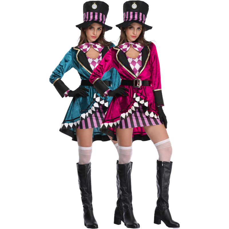 Kostim Alice Čarobnica za izvedbu, Halloween cosplay, Cirkuški mag (polyester; žene; za igre/animacije; ljeto 2023; uzrast 18-24)