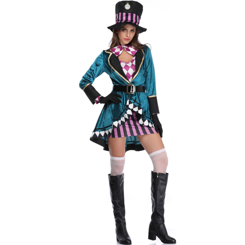 Kostim Alice Čarobnica za izvedbu, Halloween cosplay, Cirkuški mag (polyester; žene; za igre/animacije; ljeto 2023; uzrast 18-24)