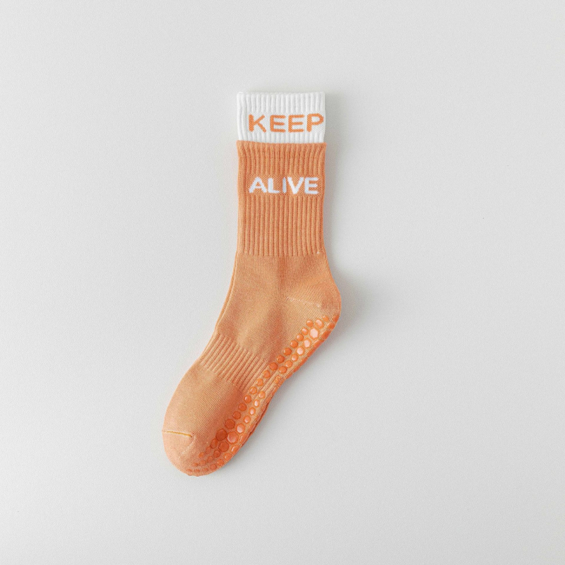 Йога чорапи за жени, средно високи, дишащи памучни чорапи за фитнес, антиплъзгаща силиконова лента, против миризма и триене за вътрешни тренировки