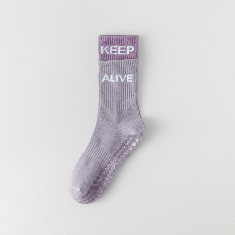 Йога чорапи за жени, средно високи, дишащи памучни чорапи за фитнес, антиплъзгаща силиконова лента, против миризма и триене за вътрешни тренировки