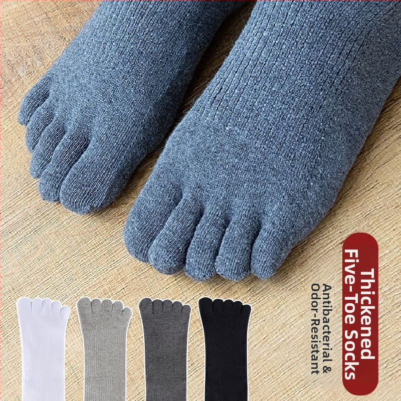 Мъжки памучни чорапи с пет пръста за есенно-зимния сезон, попиване на пот, дезодориращи, против триене, средна дължина