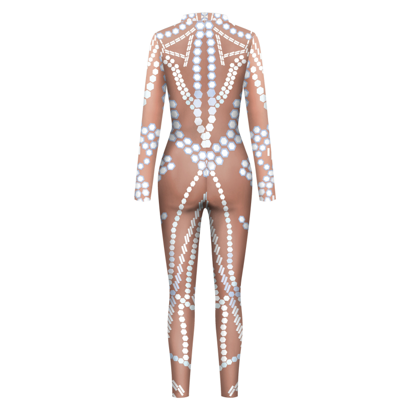 Cosplay bodi s digitalnim printom u motivu imitacije sequin, unisex jedinstveni komad, Milk Silk tkanina, poliester i elastan, jesen 2025