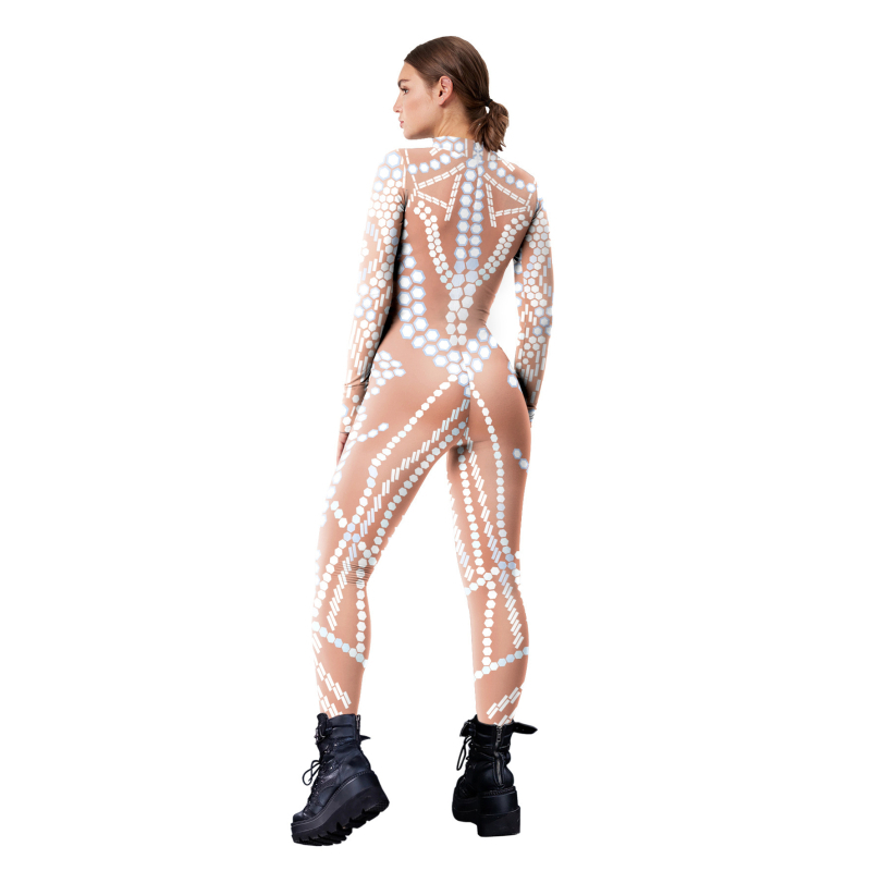 Cosplay bodi s digitalnim printom u motivu imitacije sequin, unisex jedinstveni komad, Milk Silk tkanina, poliester i elastan, jesen 2025