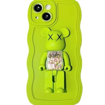 XRS futrola za iPhone, potpuno TPU, s držačem protiv padova i rotirajućom podlogom u obliku medvjeda s perl efektom, za iPhone 13/14 seriju
