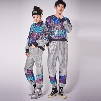 Sequin cardigan jakna za noćni klub i hip-hop/jazz ples, unisex, scenski kostim, pamuk-mješavina tkanina, glavna tkanina: 100% poliester, ljeto 2024