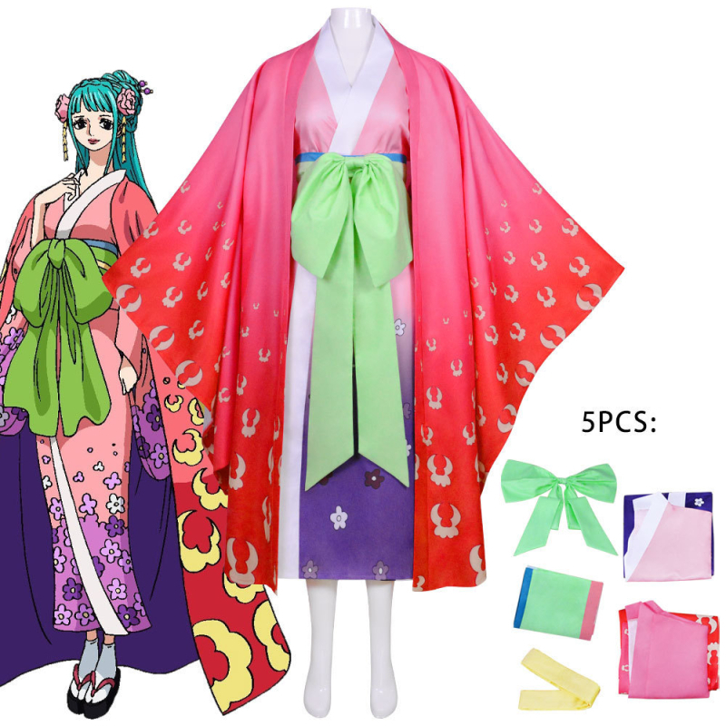 Cosplay kostim Kouzuki Hiyori iz One Piece, kimono stil, otisak od poliestera, PVC 10%, za žene